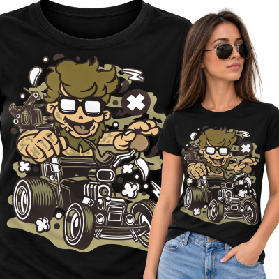 KOSZULKA DAMSKA  ANIMOWANA  HIPSTER HOTROD